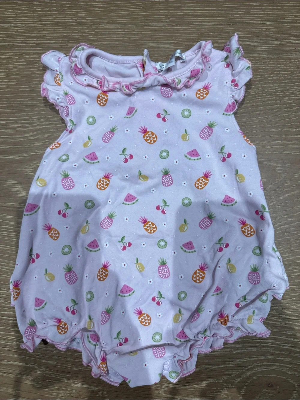 Kissy Kissy Baby Girls Pink Fruit Print Ruffle Romper